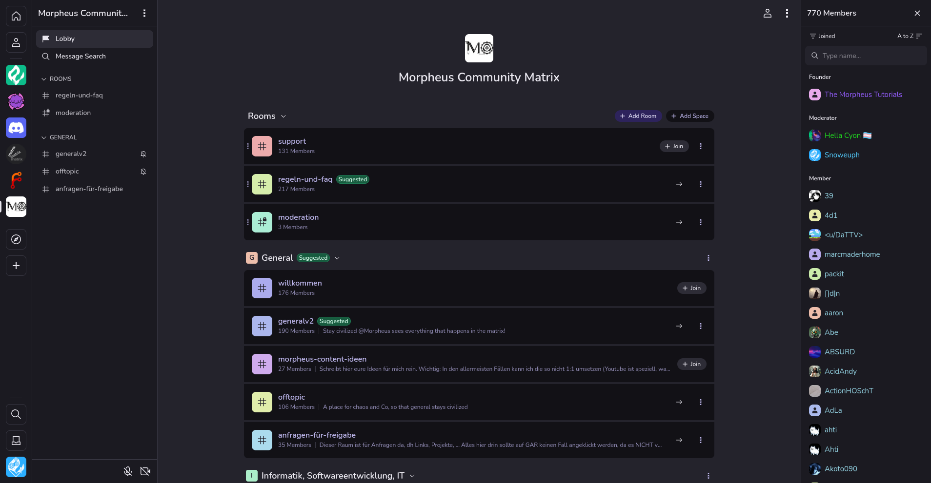 Sable Desktop Screesnhot of the Space Lobby Page